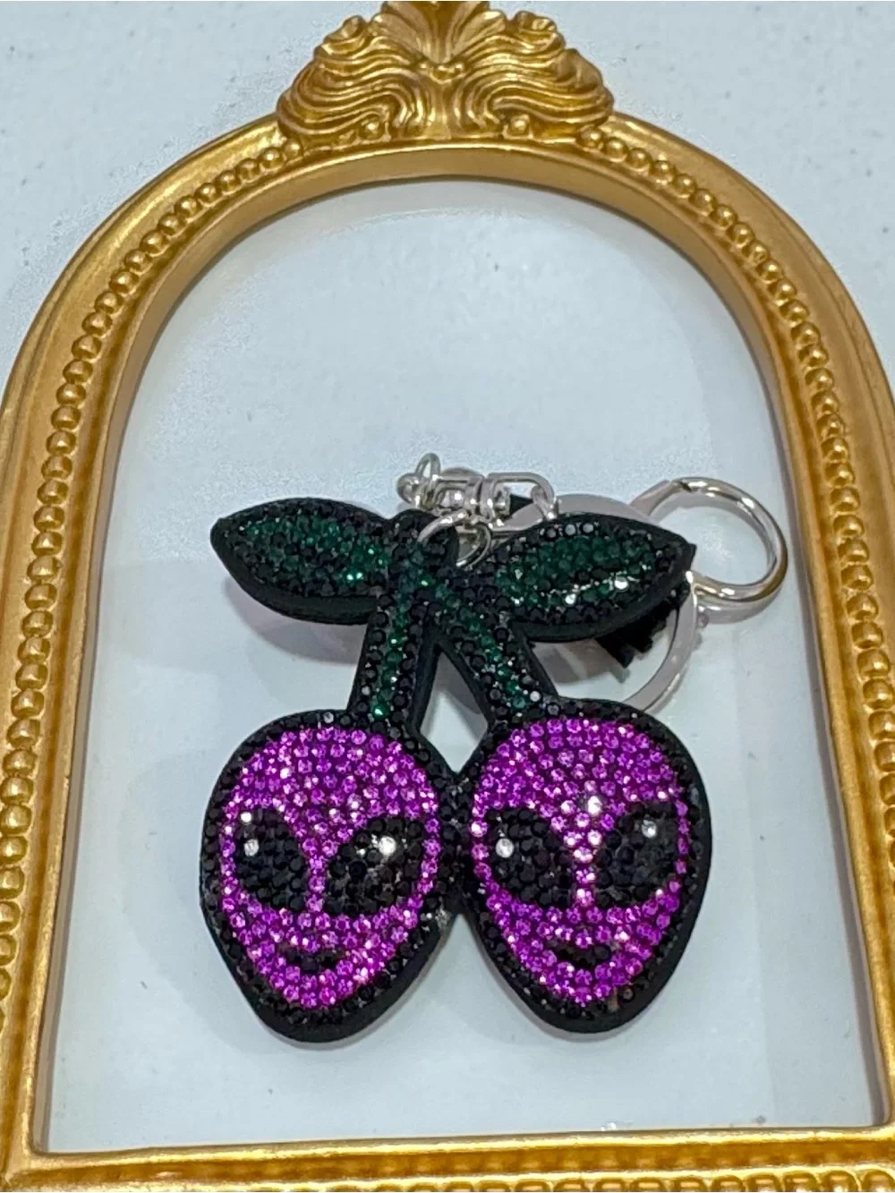 New Crystal Purple Alien  Cherry Keychain